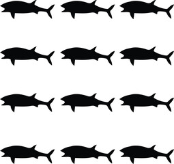 vector silhouette with shark fishes