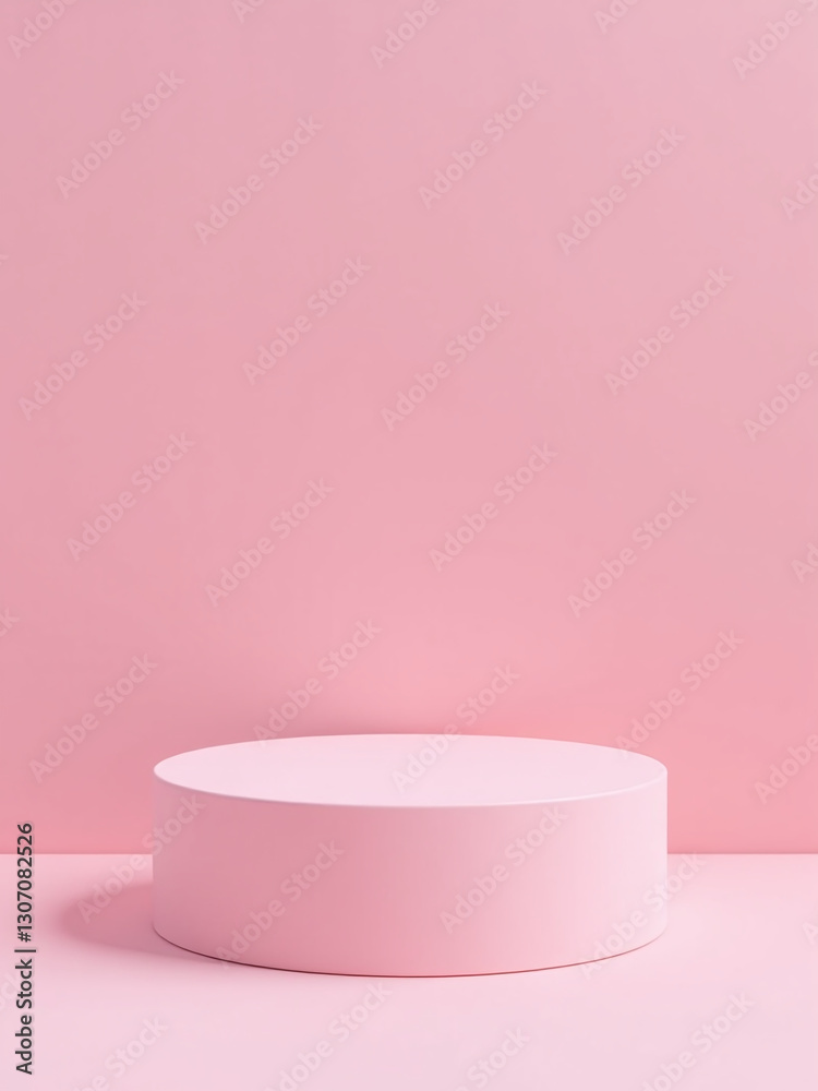 Poster A Pink Product Display Pedestal Stands On A Simple Background With A Modern Cube Stand Concept In A 3d Rendered Studio Setting.
