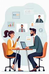 Manager Communicating with Remote Employees Online, Collaborating on Project from Home