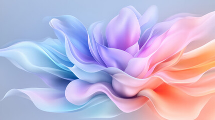 Obraz premium Painterly depiction of an evolving blossom with gentle pastel gradients and intricate details that