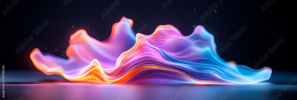 Poster dynamic fractal composition of cascading light and organic textures, each element pulsating with a