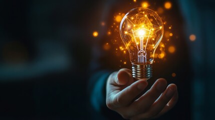 Futuristic graphic icon and light bulb. Concept of Strategy business ideas for Innovation planning and planning idea competition, business growth, strategy, economic growth, Advertising, Promotion.