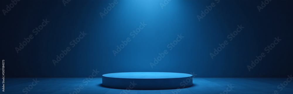 Aufkleber A Minimalist Setup Features A Dark Blue Background With An Empty Pedestal Or A Light Show On A Luxurious Backdrop Sometimes.