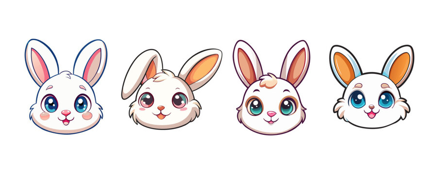 cute rabbit head collection for easter celebration,vector eps