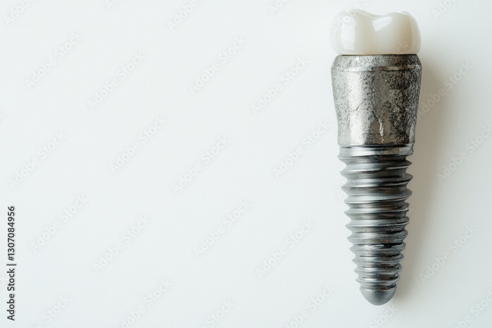 Aufkleber high quality dental implant showcasing detailed metal texture against a smooth white background with