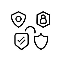 Safety, security, protection thin line icons. For website marketing design, logo, app, template, ui, etc. Vector illustration.  Set of lock icons. Illustrations depicting various types of locks.
