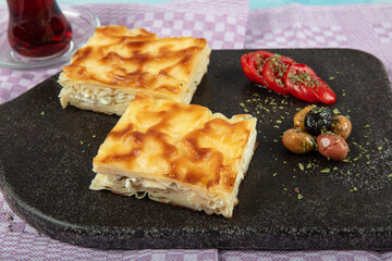 Traditional Turkish pastries: Cheese water pastry (Su boregi). There are two types of water pastry...