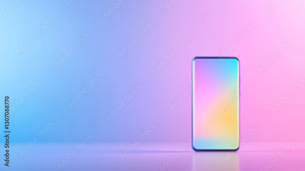 Poster Minimalist composition featuring a smartphone screen displaying a dynamic AR interface, with