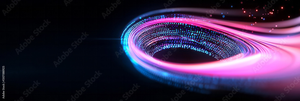 Poster A cybernetic abstract art piece where swirling binary streams and luminous neural pathways