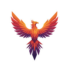 Vivid Abstract Illustration of a Fiery Phoenix Soaring with Outstretched Wings