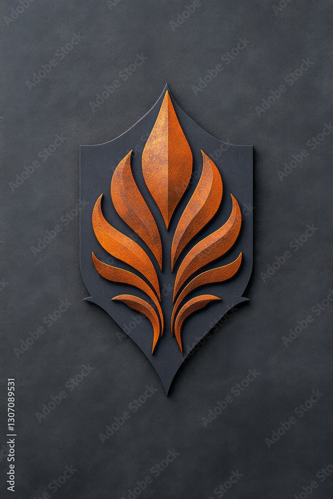 Poster High-definition minimalist visual of a bold crest formed by sleek lines and digital textures in