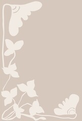 Pre-made background of abstract botanical elements in pastel colors. Modern digital art for branding, wedding design, printing.
