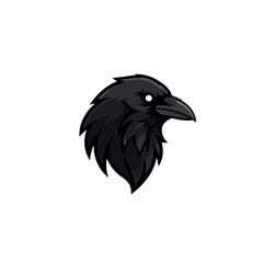 Fototapeta premium Stylized Black Raven Head Illustration with White Background