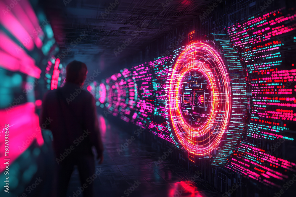 Poster a high-definition digital rendering of pioneering digital innovation, with sleek interfaces,