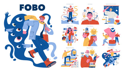 FOBO. Flat Vector Illustration