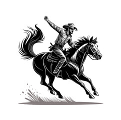 A smart cowboy with a bucking horse © Mdekramul