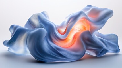 Obraz premium A flowing, translucent sculpture featuring soft curves and a warm inner glow, creating an ethereal and calming visual effect.