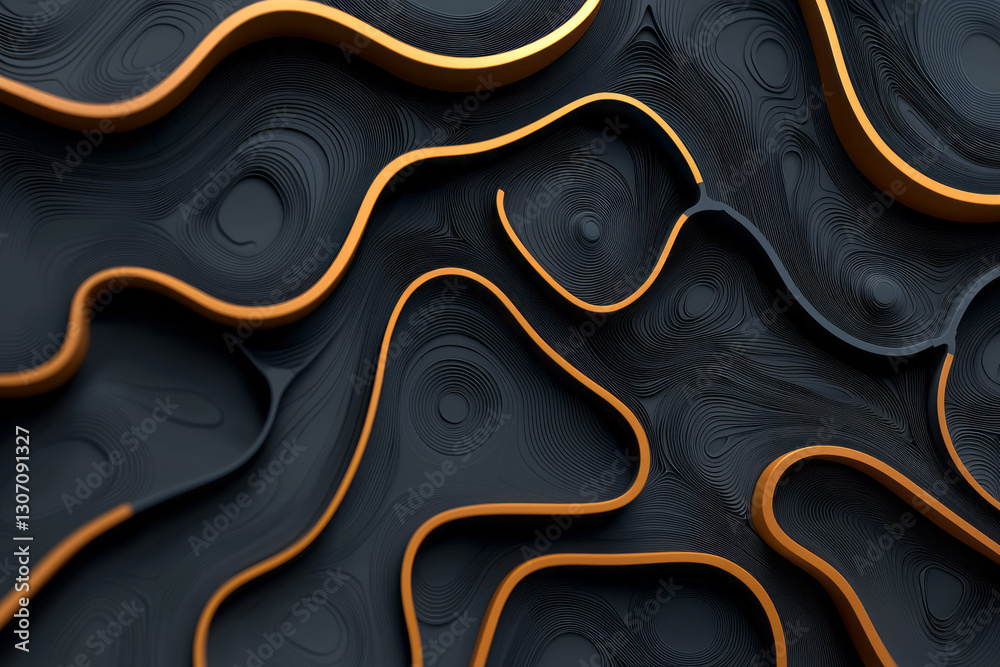 Aufkleber Hyperrealistic close-up of interlocking circuit patterns blending into organic, swirling textures,