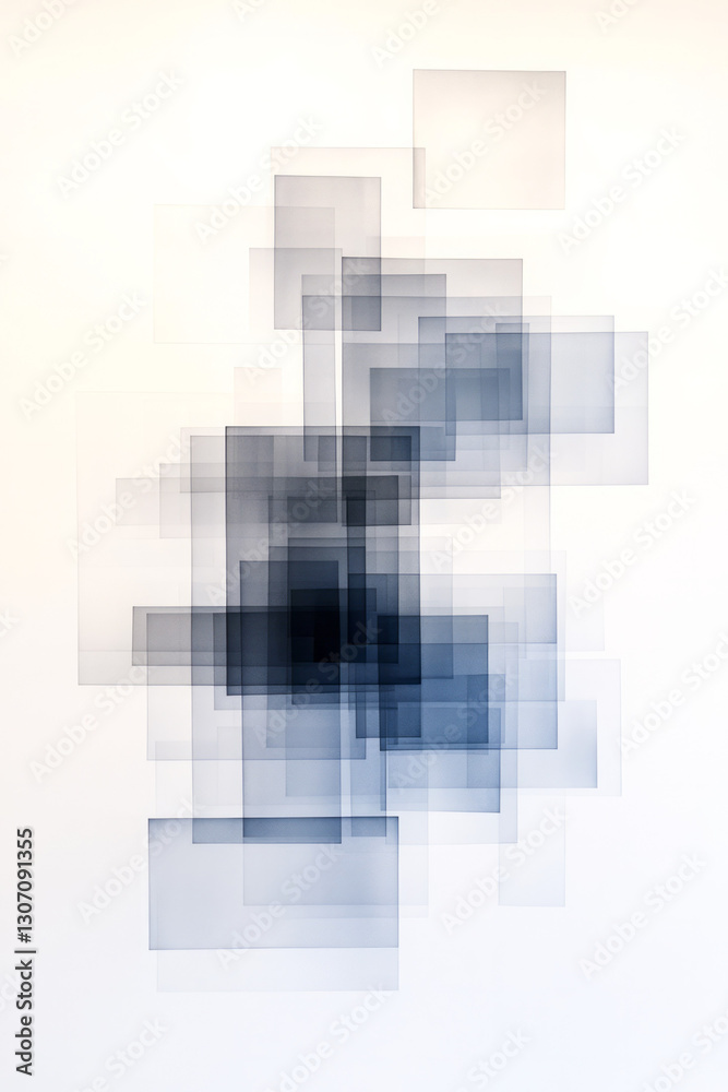 Poster A sophisticated interface design with overlapping translucent panels and reflective elements,