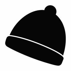 Beanie black vector on white background.