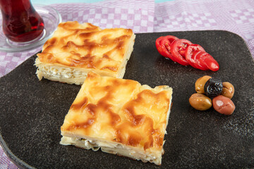 Traditional Turkish pastries: Cheese water pastry (Su boregi). There are two types of water pastry...
