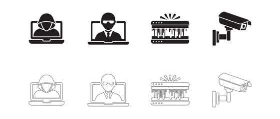 Cybersecurity and Privacy Icons set. Editable vector icon. Perfect for web and app interfaces, presentations, info graphics, etc. 
