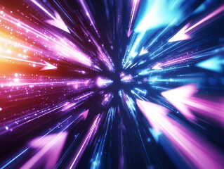 Dynamic visualization of interconnected arrows in vibrant colors