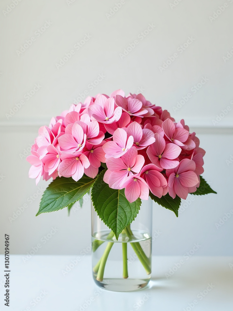 Aufkleber a beautiful bouquet of pink hydrangeas adorns a crisp white table, adding a touch of elegance to the