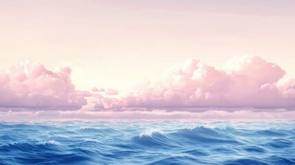 Fototapeta premium Pink Clouds Hover Over a Blue Ocean Creating a Serene Landscape