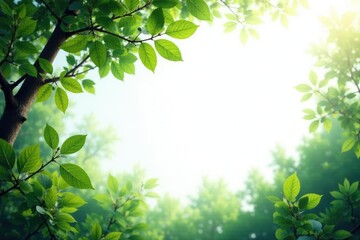 Obraz premium Forest foliage and branches against a white background, elements, branches, green