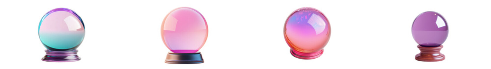 Enchanting crystal balls of various sizes colors and textures arranged in a minimalist contemporary composition  The shimmering translucent orbs evoke a sense of mysticism