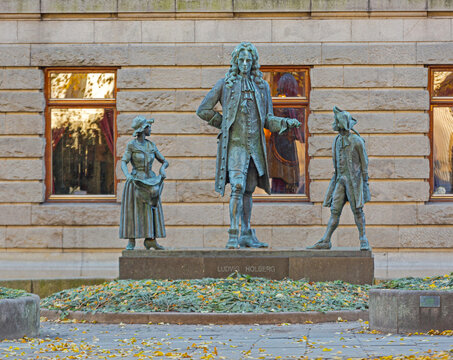 Bronze Statue of Baron Ludvig Holberg Historic Landmark in Oslo Norway