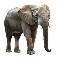Obraz premium African elephant isolated on white background, showcasing its majestic presence