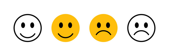 Smile and Sad Face. Smiley. Emoji faces icon. Emoticons icon set