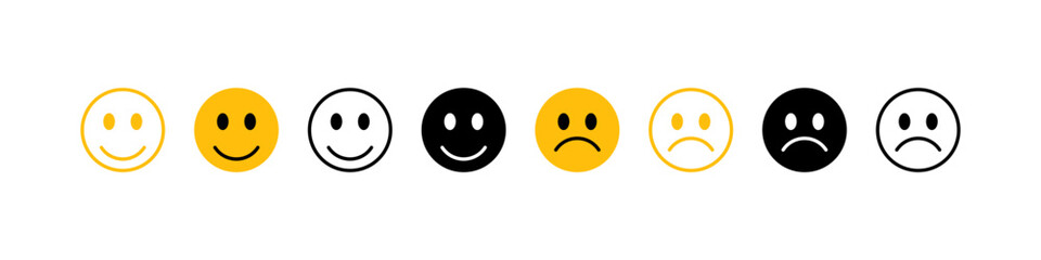 Smiley. Smile and Sad Face. Emoji faces icon. Emoticons icon set