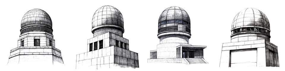 Majestic Astronomical Observatories with Iconic Domed Structures Silhouetted Against the Dramatic Night Sky Representing Scientific and the Wonders of the Cosmos