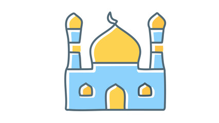 Modern mosque icon with geometric patterns and soft pastel colors-08