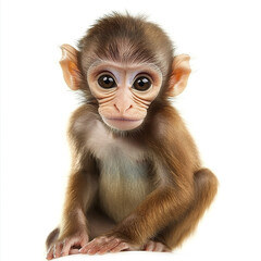 Baby monkey with large eyes isolated on white background
