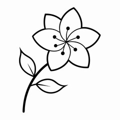 A beautiful cherry flower line art vector