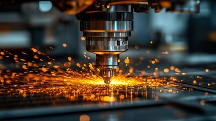 Industrial laser cutting sparks metal sheet (2)