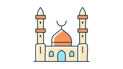 Icon of a grand mosque with tall minarets and intricate windows, in a vintage style-01