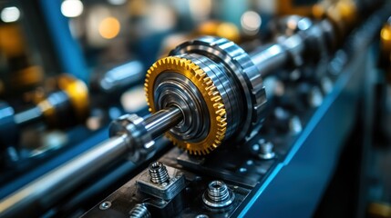 Naklejka premium Industrial machine gears in motion