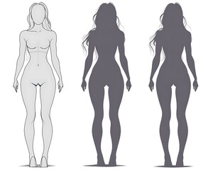 Female Figure Reference, Three Views