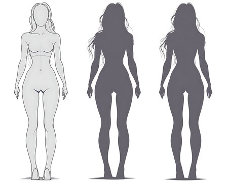 Female Figure Reference, Three Views