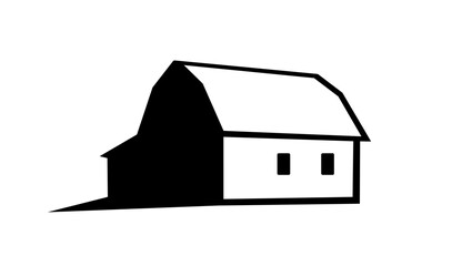 Farm barn cowshed building, black isolated silhouette