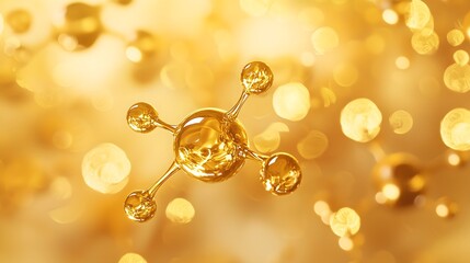 Gold Molecular Structure with Bokeh Background