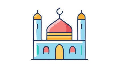 Colorful mosque icon with decorative elements, ideal for Ramadan or Eid designs
