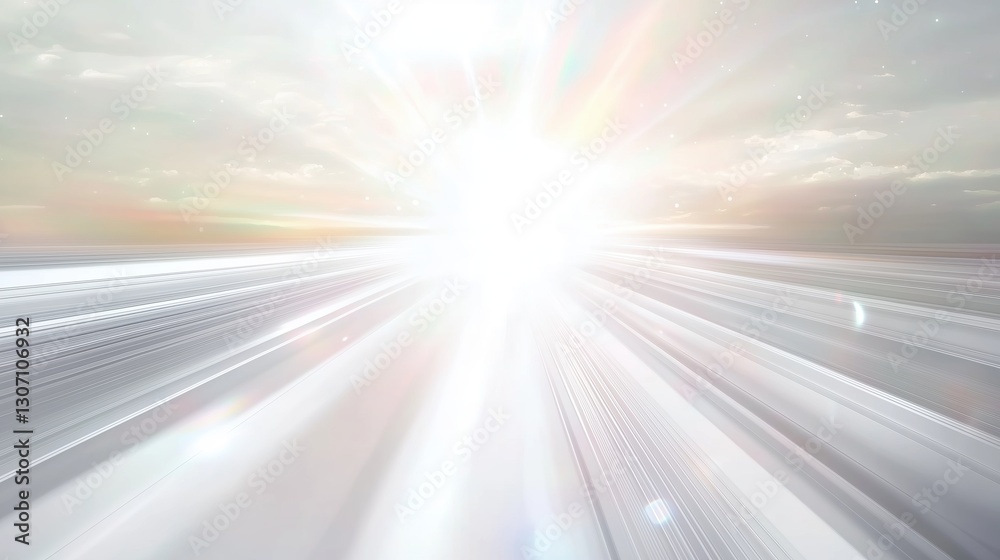Aufkleber abstract white background with radiant sun beams and lens flare effects, creating a soft and dreamy 