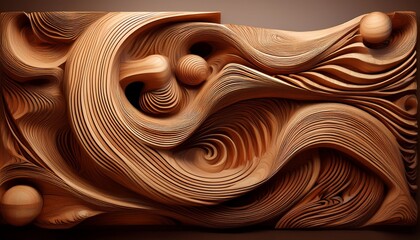 intricate wooden sculptures showcase abstract shapes with smooth textures for artistic expression