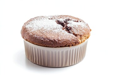 Chocolate souffl with molten center isolated on white 